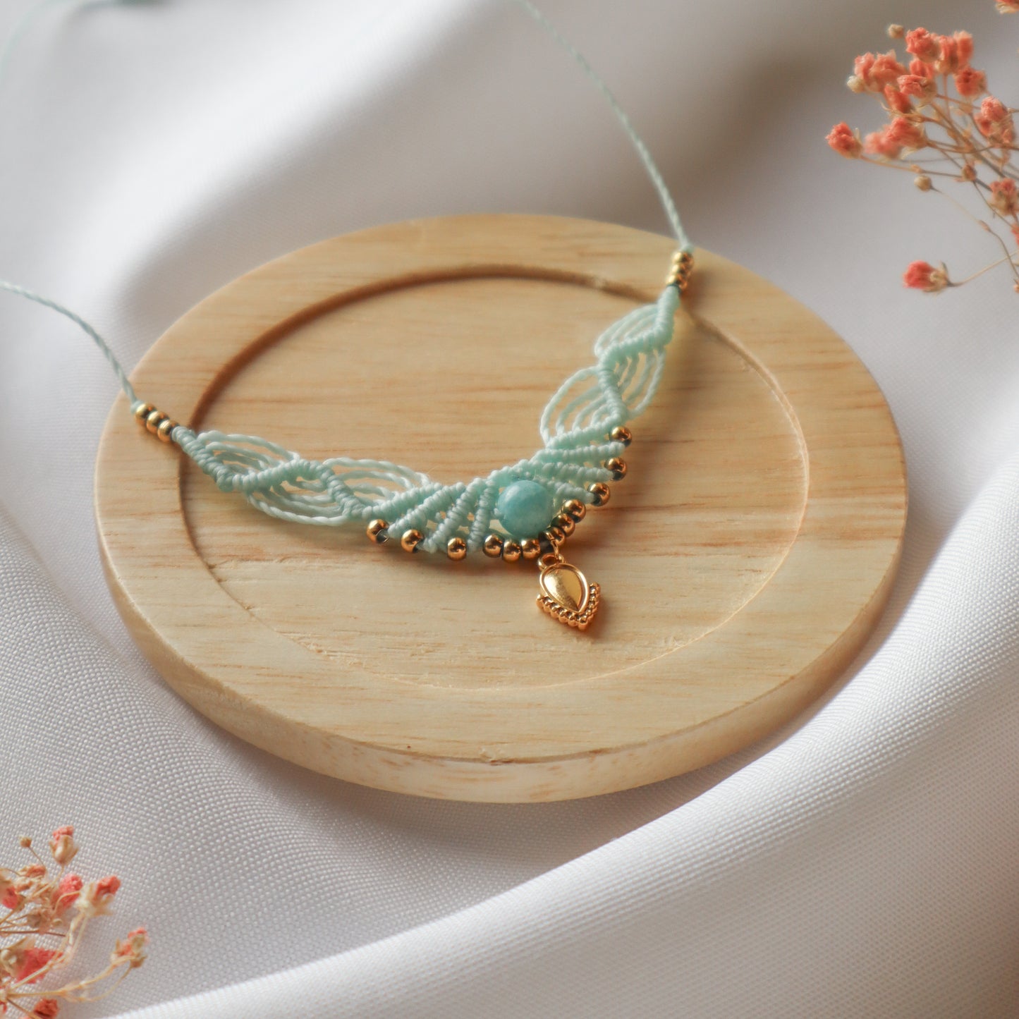 collier ras du cou vert d'eau et doré pierre naturelle spirituel hippie gypsy festival wildsoul liberté cadeau maiana crea acier inoxydable 2 amazonite