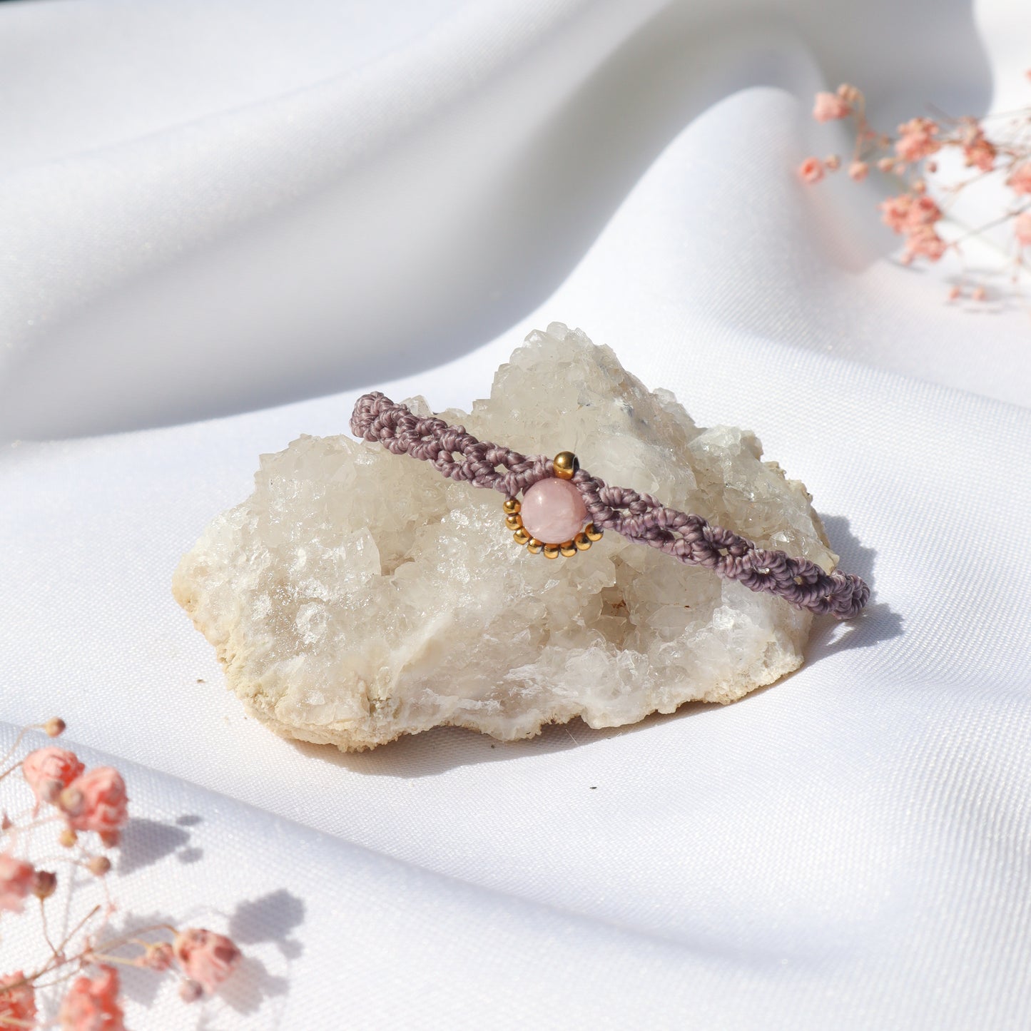 Bracelet en micro-macramé avec kunzite | Sagres | Maiana crea