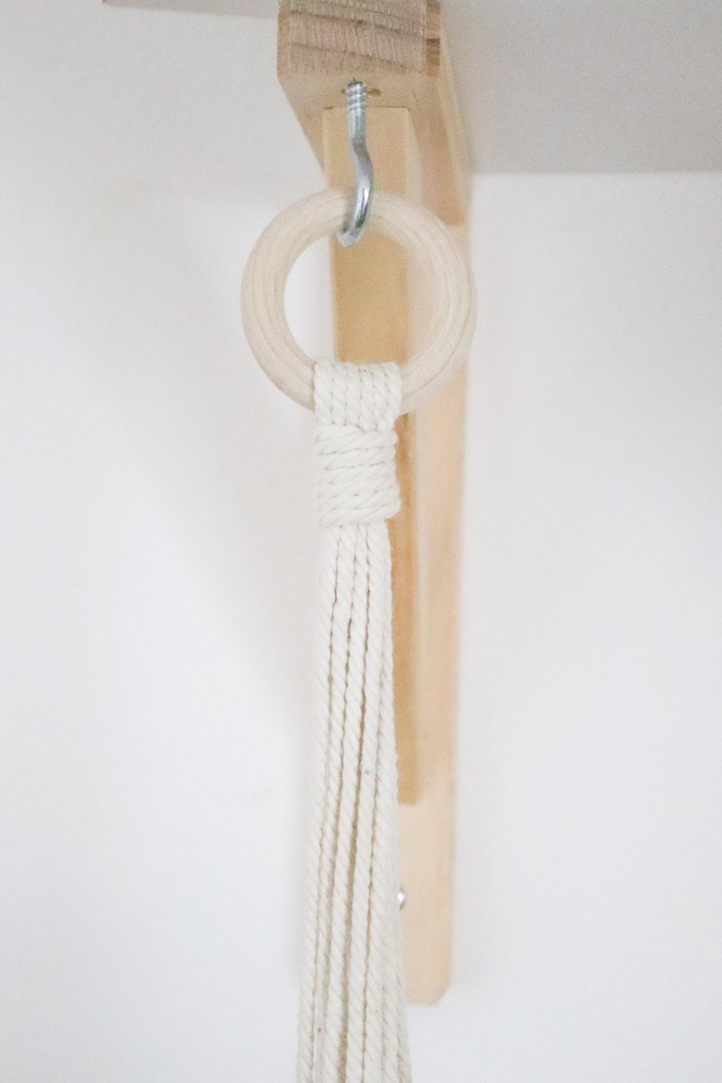 suspension en macramé double écru bohème bois clair cocooning