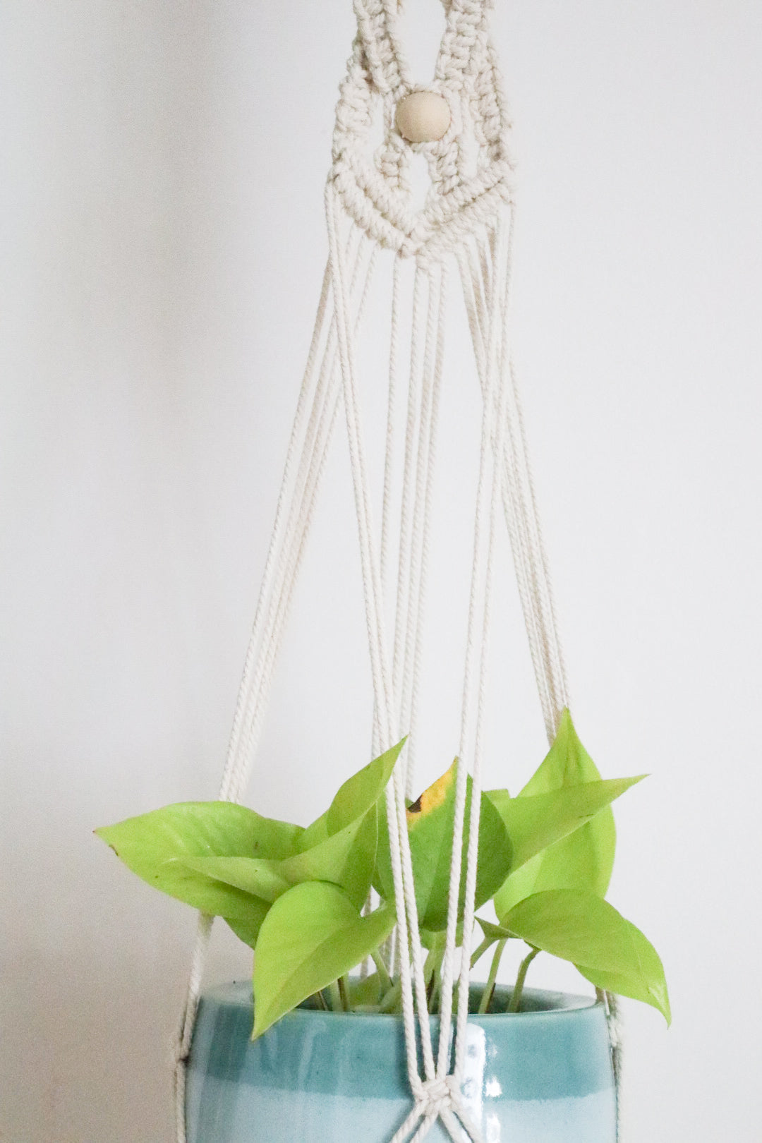 suspension en macramé double écru bohème bois clair cocooning