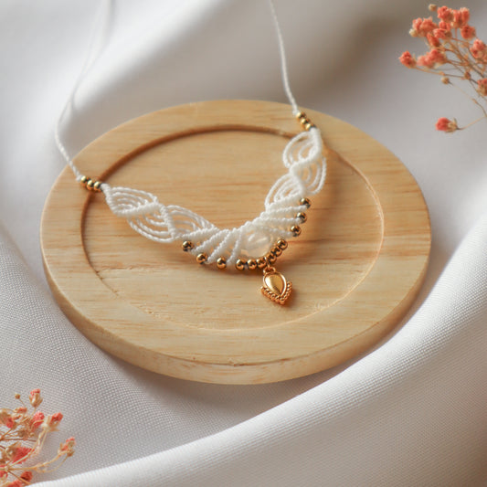 collier ras du cou blanc et doré pierre naturelle spirituel hippie gypsy festival wildsoul liberté cadeau maiana crea acier inoxydable 2 péristérite 
