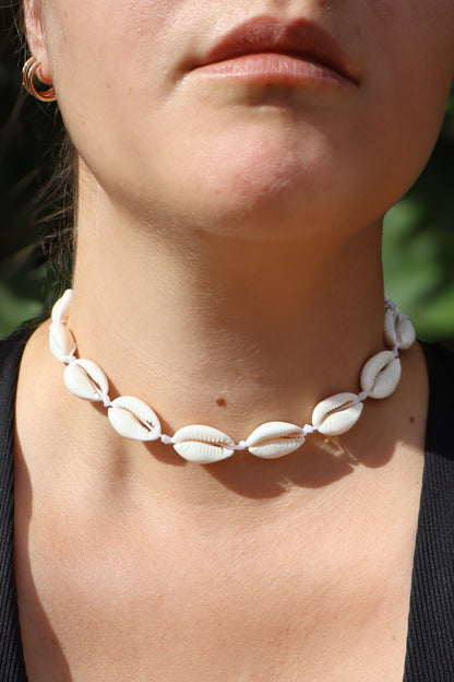 collier ras du cou chocker coquillages cauri surfeur surf surfer Maiana