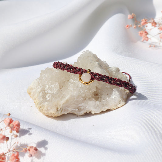 Bracelet en micro-macramé avec quartz rose | Sagres | Maiana crea