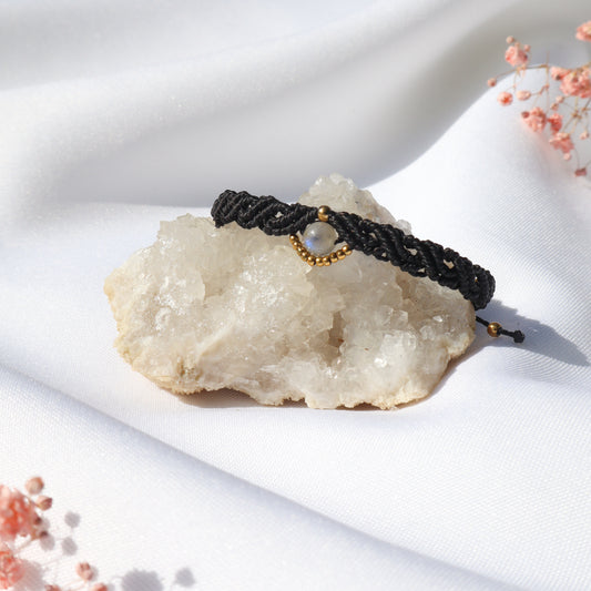 Bracelet en micro-macramé avec labradorite | Lacanau | Maiana crea