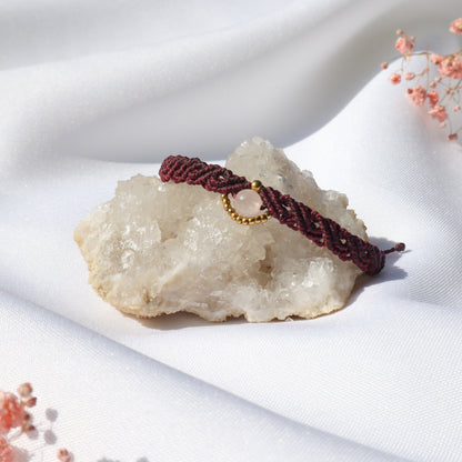 Bracelet en micro-macramé avec quartz rose | Lacanau | Maiana crea