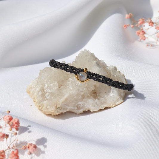 Bracelet en micro-macramé avec labradorite | Sagres | Maiana crea
