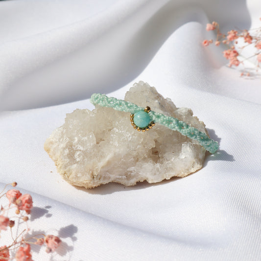 Bracelet en micro-macramé avec amazonite | Sagres | Maiana crea